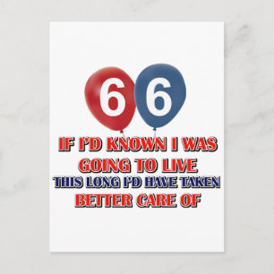 Funny 66 year old birthday gift postcard
