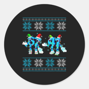 Funny 67 And 41 Christmas Ugly Sweater For Boys Ki Classic Round Sticker