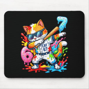 Funny 67 Baseball Dabbing Cat 6 7 Dripng Ice Cream Mouse Mat