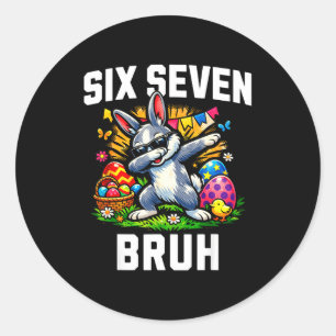 Funny 67 bruh easter bunny rabbit meme six seven classic round sticker