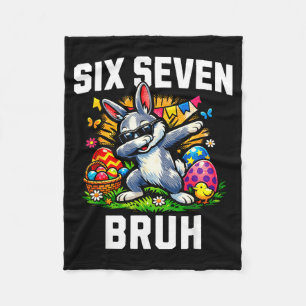 Funny 67 bruh easter bunny rabbit meme six seven fleece blanket