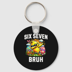Funny 67 bruh easter dabbing chick meme six seven key ring