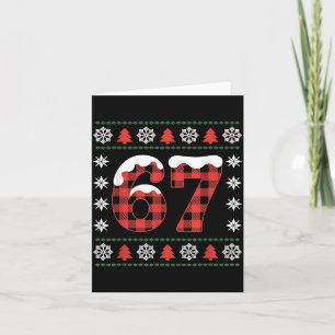 Funny 67 Buffalo Plaid Christmas Snow Ugly Sweater Card