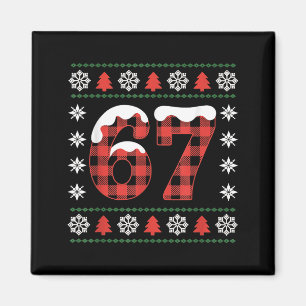 Funny 67 Buffalo Plaid Christmas Snow Ugly Sweater Magnet