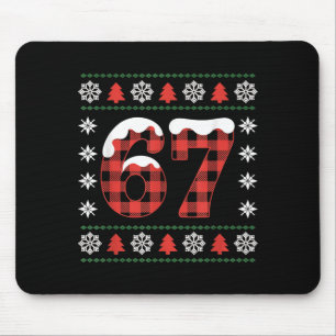 Funny 67 Buffalo Plaid Christmas Snow Ugly Sweater Mouse Mat