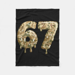 Funny 67 Camo Drip Meme Six Seven Alpha Slang Fleece Blanket