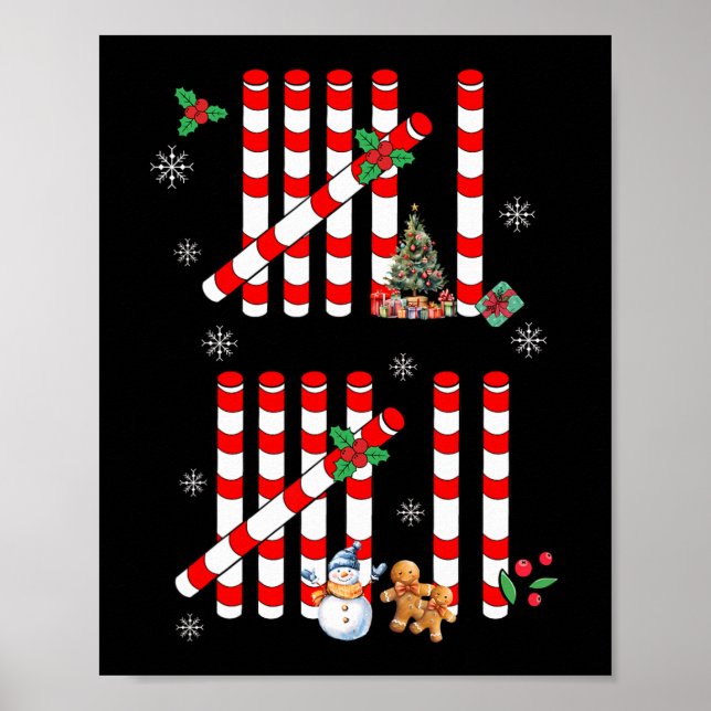Funny 67 Candy Cane Tally Marks Christmas Six Seve Poster (Front)