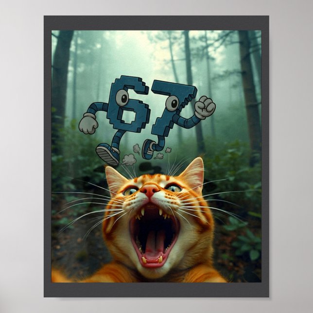 Funny 67 Cat Selfie 6 7 Brainrot Teen Boys Meme Ha Poster (Front)