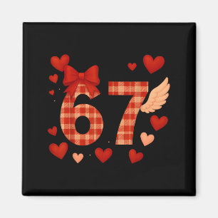 Funny 67 Checkered Valentine's Day Six Seven Men W Magnet