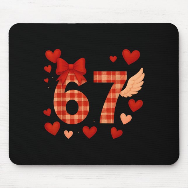 Funny 67 Checkered Valentines Day Six Seven Men Wo Mouse Mat (Front)