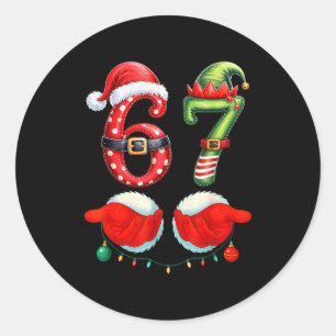 Funny 67 Christmas 6 7 Meme Pajamas Holiday Gen Al Classic Round Sticker
