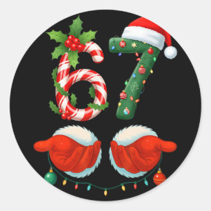 Funny 67 Christmas 6 7 Meme Pajamas Holiday Gen Al Classic Round Sticker