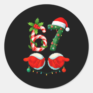 Funny 67 Christmas 6 7 Meme Pajamas Holiday Gen Al Classic Round Sticker