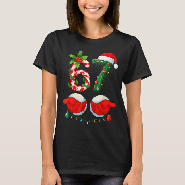 Funny 67 Christmas 6 7 Meme Pajamas Holiday Gen Al T-Shirt (Front)