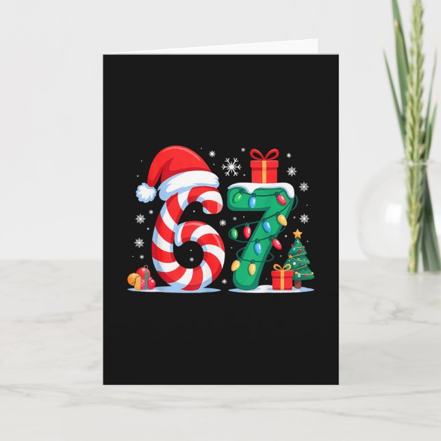 Funny 67 Christmas 6 7 Six Seven Meme 6 7 Matching Card (Front)