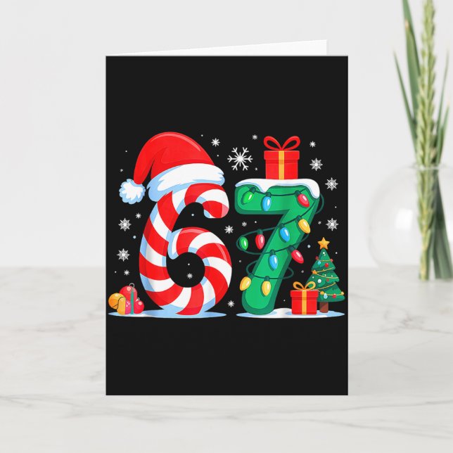 Funny 67 Christmas 6 7 Six Seven Meme 6 7 Matching Card (Front)