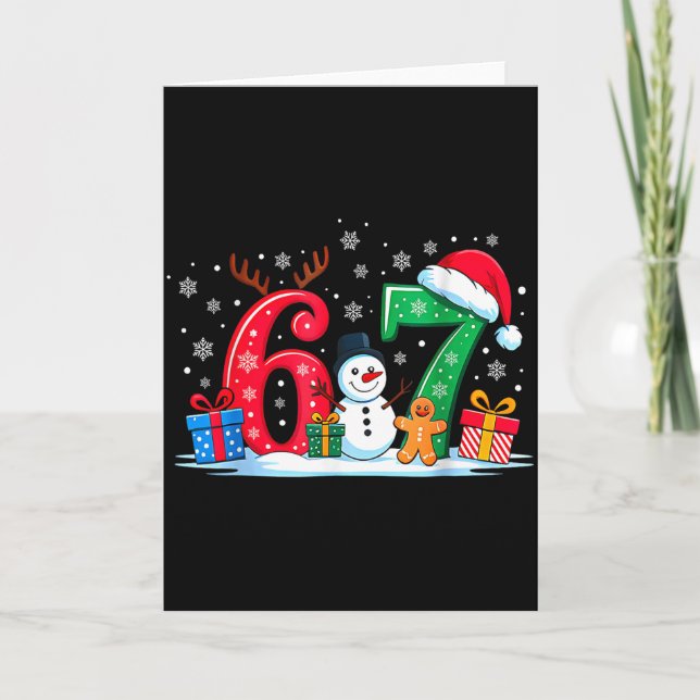 Funny 67 Christmas 6 7 Six Seven Meme 6 7 Matching Card (Front)
