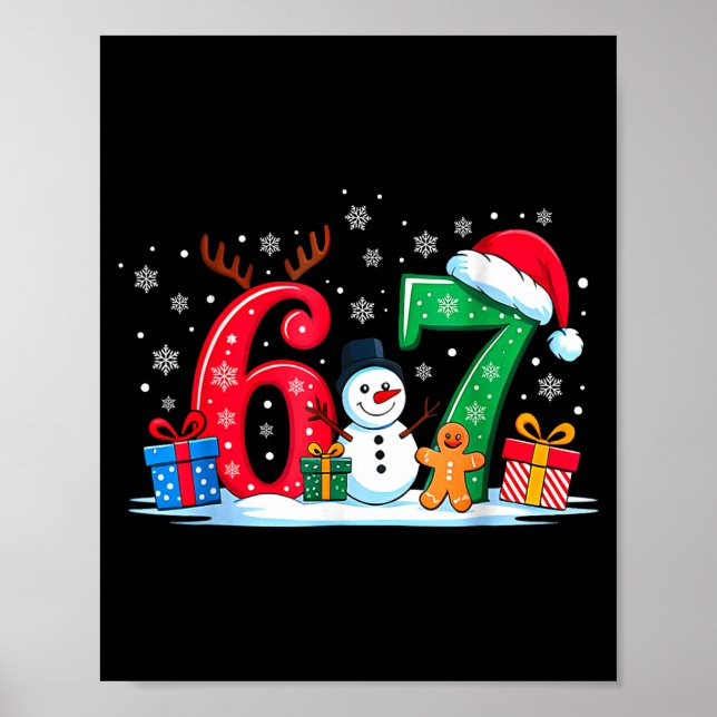 Funny 67 Christmas 6 7 Six Seven Meme 6 7 Matching Poster (Front)