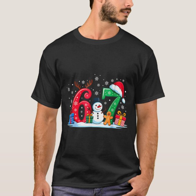 Funny 67 Christmas 6 7 Six Seven Meme 6 7 Matching T-Shirt (Front)