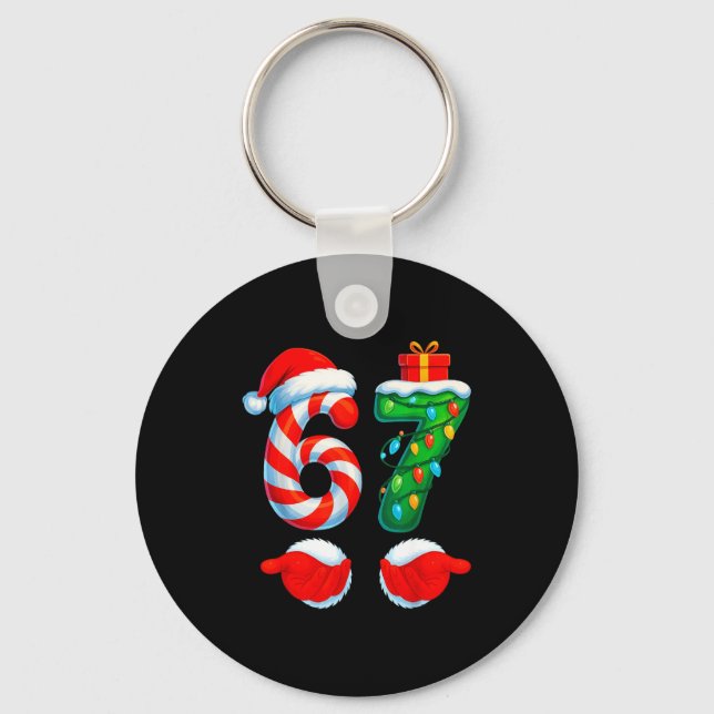 Funny 67 Christmas 6 7 Six Seven Meme Kids Men Boy Key Ring (Front)