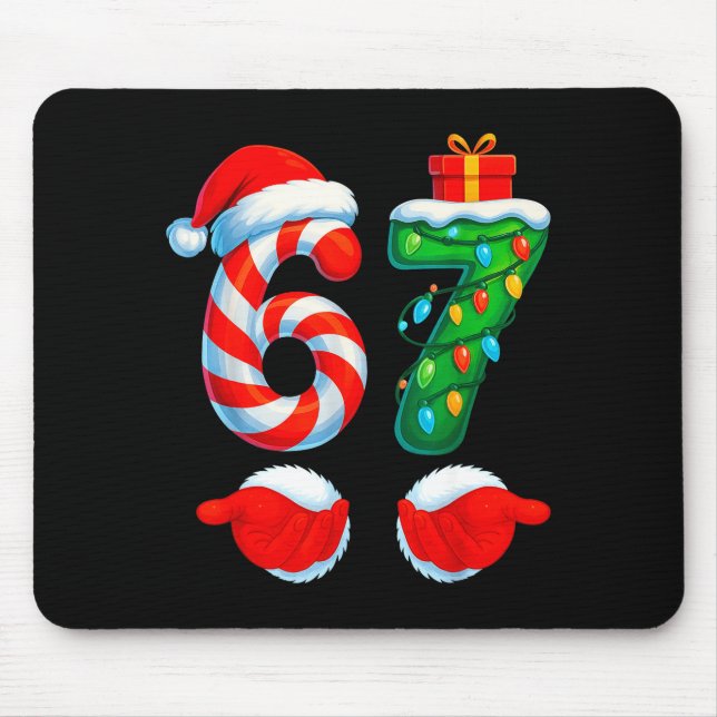 Funny 67 Christmas 6 7 Six Seven Meme Kids Men Boy Mouse Mat (Front)