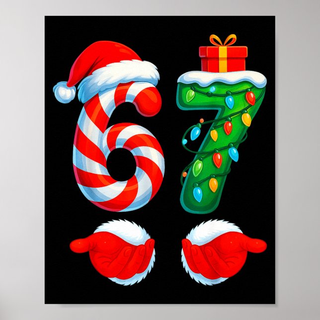 Funny 67 Christmas 6 7 Six Seven Meme Kids Men Boy Poster (Front)