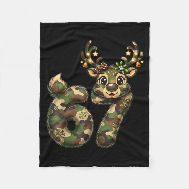 Funny 67 Christmas Holiday Camo Hunting Reindeer D Fleece Blanket (Front)