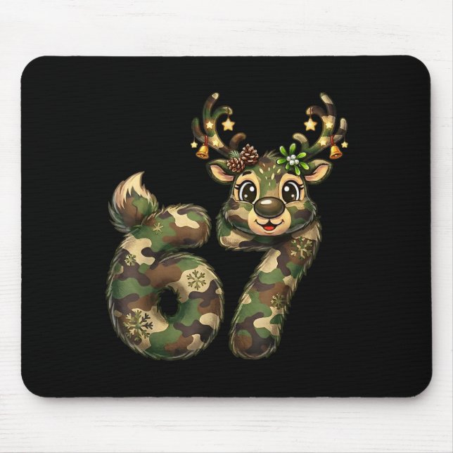 Funny 67 Christmas Holiday Camo Hunting Reindeer D Mouse Mat (Front)
