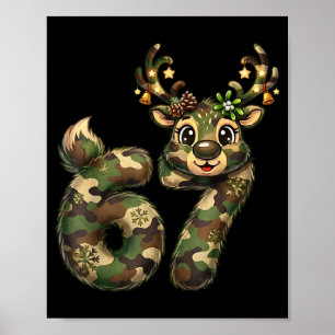Funny 67 Christmas Holiday Camo Hunting Reindeer D Poster