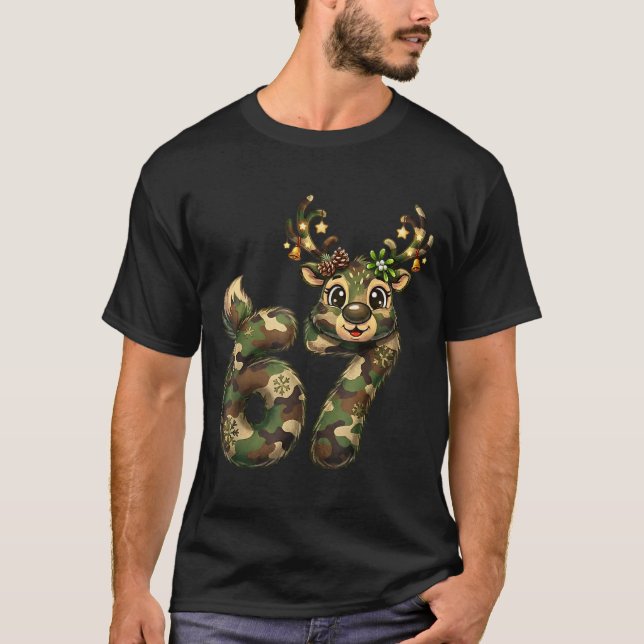 Funny 67 Christmas Holiday Camo Hunting Reindeer D T-Shirt (Front)