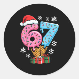 Funny 67 Christmas Meme Ice Cream 67 Classic Round Sticker
