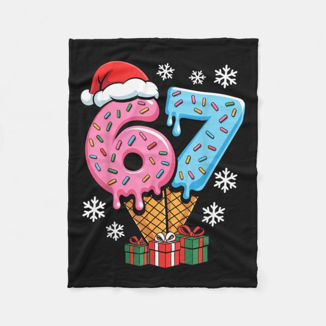 Funny 67 Christmas Meme Ice Cream 67  Fleece Blanket (Front)