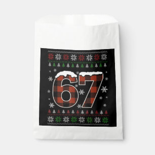 Funny “67” Christmas Meme – Red & Green Plaid  Favour Bags