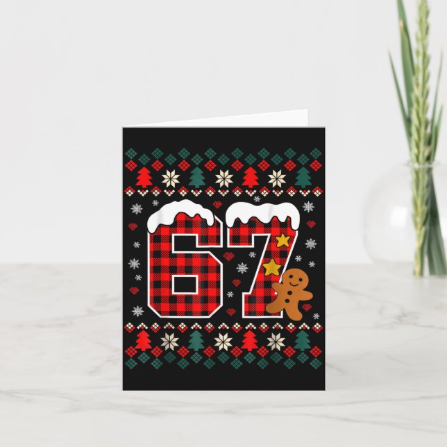 Funny 67 Christmas Pajamas Shirt Six Seven Meme Br Card (Front)