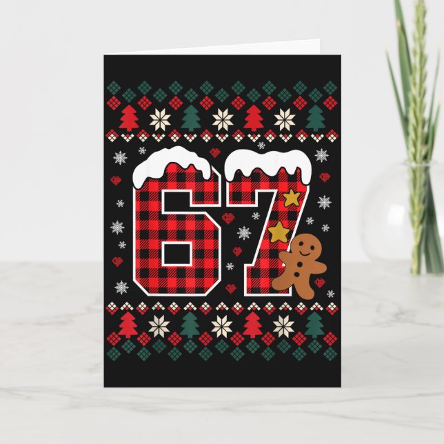 Funny 67 Christmas Pajamas Shirt Six Seven Meme Br Card (Front)
