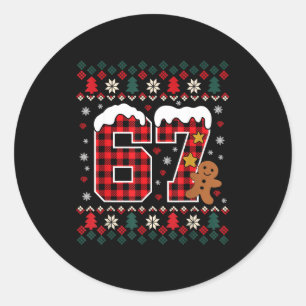 Funny 67 Christmas Pajamas Shirt Six Seven Meme Br Classic Round Sticker