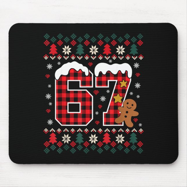 Funny 67 Christmas Pajamas Shirt Six Seven Meme Br Mouse Mat (Front)