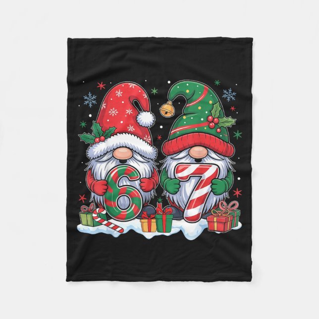 Funny 67 Christmas Pajamas Six Seven Meme 67 Gnome Fleece Blanket (Front)