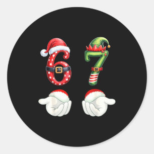 Funny 67 Christmas Pajamas Six Seven Meme 6 7 Elf  Classic Round Sticker