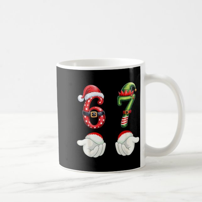 Funny 67 Christmas Pajamas Six Seven Meme 6 7 Elf  Coffee Mug (Right)
