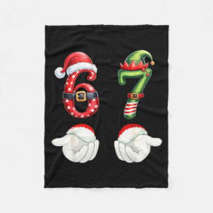 Funny 67 Christmas Pajamas Six Seven Meme 6 7 Elf Fleece Blanket