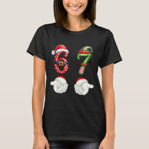 Funny 67 Christmas Pajamas Six Seven Meme 6 7 Elf  T-Shirt