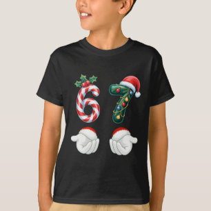 Funny 67 Christmas Pajamas Six Seven Meme 6 7 Elf  T-Shirt