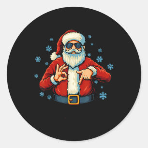 Funny 67 Christmas Santa Claus Hands Six Seven Num Classic Round Sticker