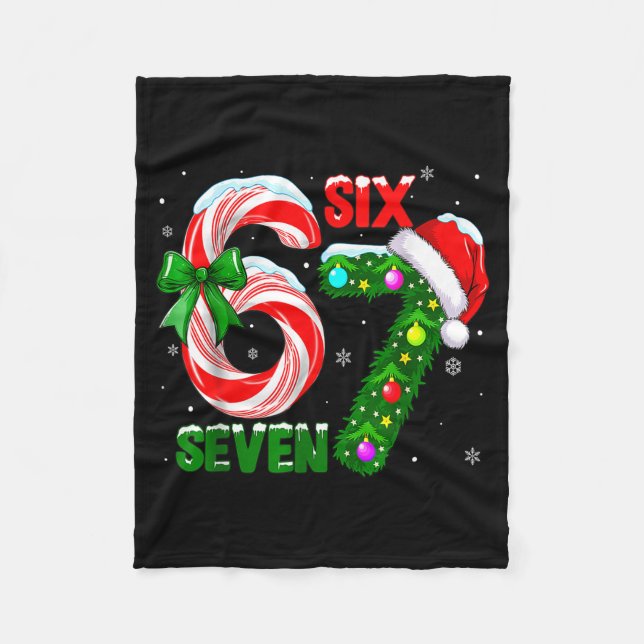 Funny 67 Christmas Shirts Boys Kids 6 7 Meme Pajam Fleece Blanket (Front)