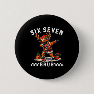 Funny 67 Christmas Six Seven Meme Dabbing Reindeer 6 Cm Round Badge