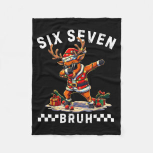 Funny 67 Christmas Six Seven Meme Dabbing Reindeer Fleece Blanket