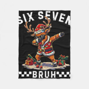 Funny 67 Christmas Six Seven Meme Dabbing Reindeer Fleece Blanket
