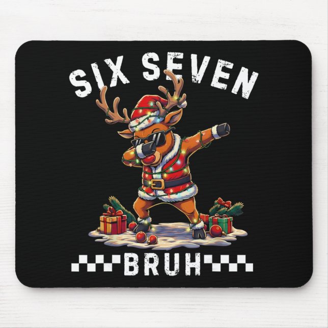 Funny 67 Christmas Six Seven Meme Dabbing Reindeer Mouse Mat (Front)