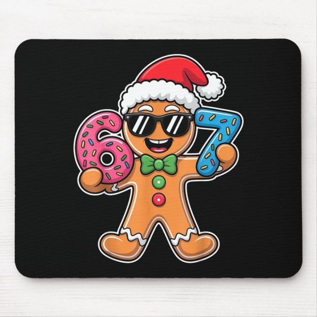 Funny 67 Christmas Six Seven Meme Xmas Gingerbread Mouse Mat (Front)